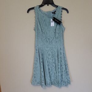 City Triangles Lace Mini Dress - Light Blue